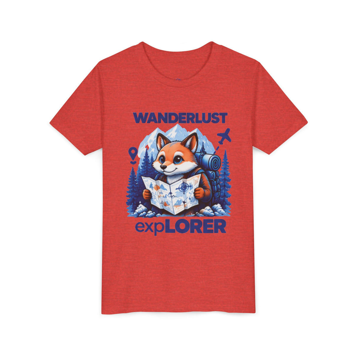 Youth Tee — Wanderlust Explorer Fox Map Travel Shirt