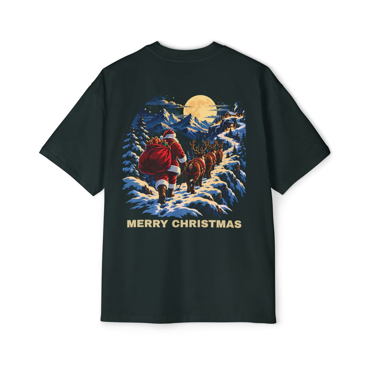 Christmas Santa Sleigh Tee — "Merry Christmas" Vintage Holiday Graphic Shirt
