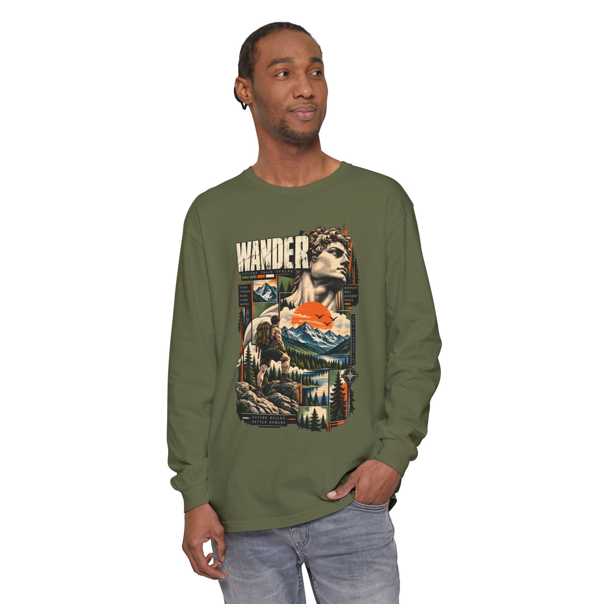 Wander Adventure Mountain Graphic Long Sleeve T-Shirt