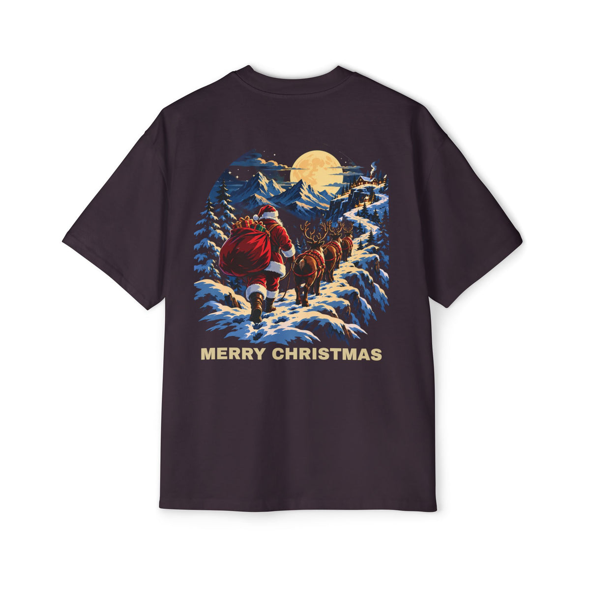 Christmas Santa Sleigh Tee — "Merry Christmas" Vintage Holiday Graphic Shirt