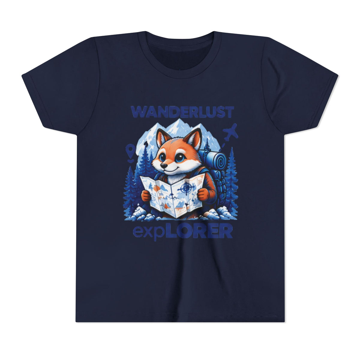 Youth Tee — Wanderlust Explorer Fox Map Travel Shirt