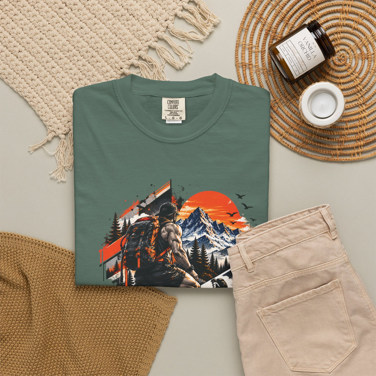 Samurai Warrior Mountain Sunset Graphic T-Shirt