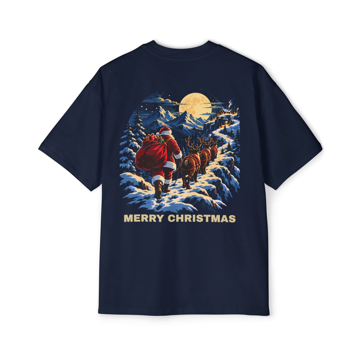 Christmas Santa Sleigh Tee — "Merry Christmas" Vintage Holiday Graphic Shirt