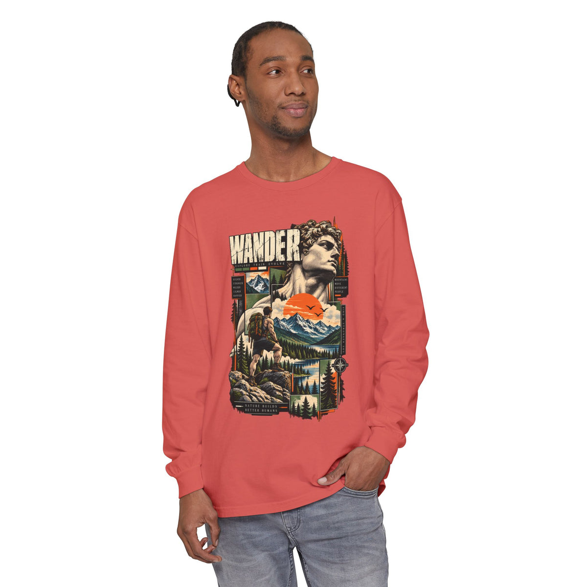 Wander Adventure Mountain Graphic Long Sleeve T-Shirt