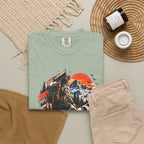 Samurai Warrior Mountain Sunset Graphic T-Shirt