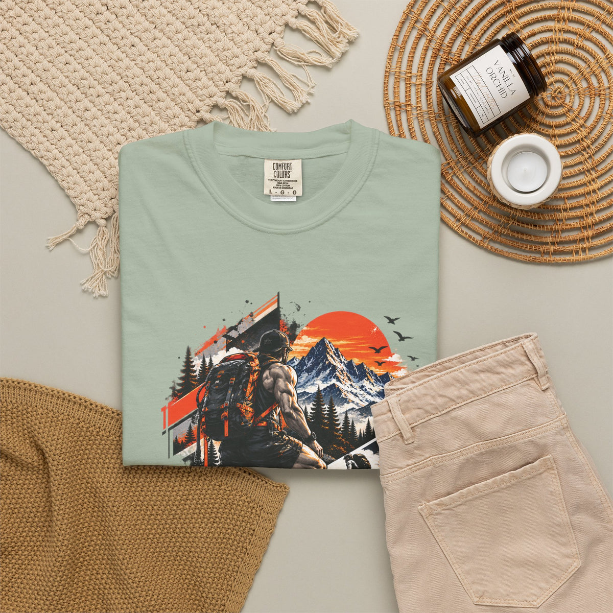 Samurai Warrior Mountain Sunset Graphic T-Shirt