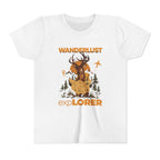 Wanderlust Explorer Youth Tee — Deer Map Adventure Kids T‑Shirt