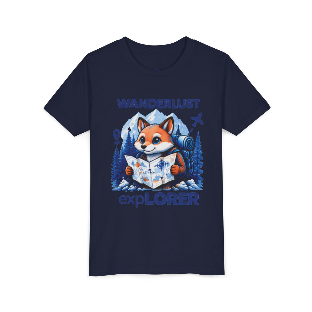 Youth Tee — Wanderlust Explorer Fox Map Travel Shirt