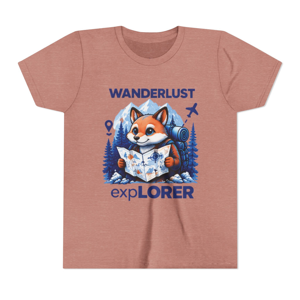Youth Tee — Wanderlust Explorer Fox Map Travel Shirt