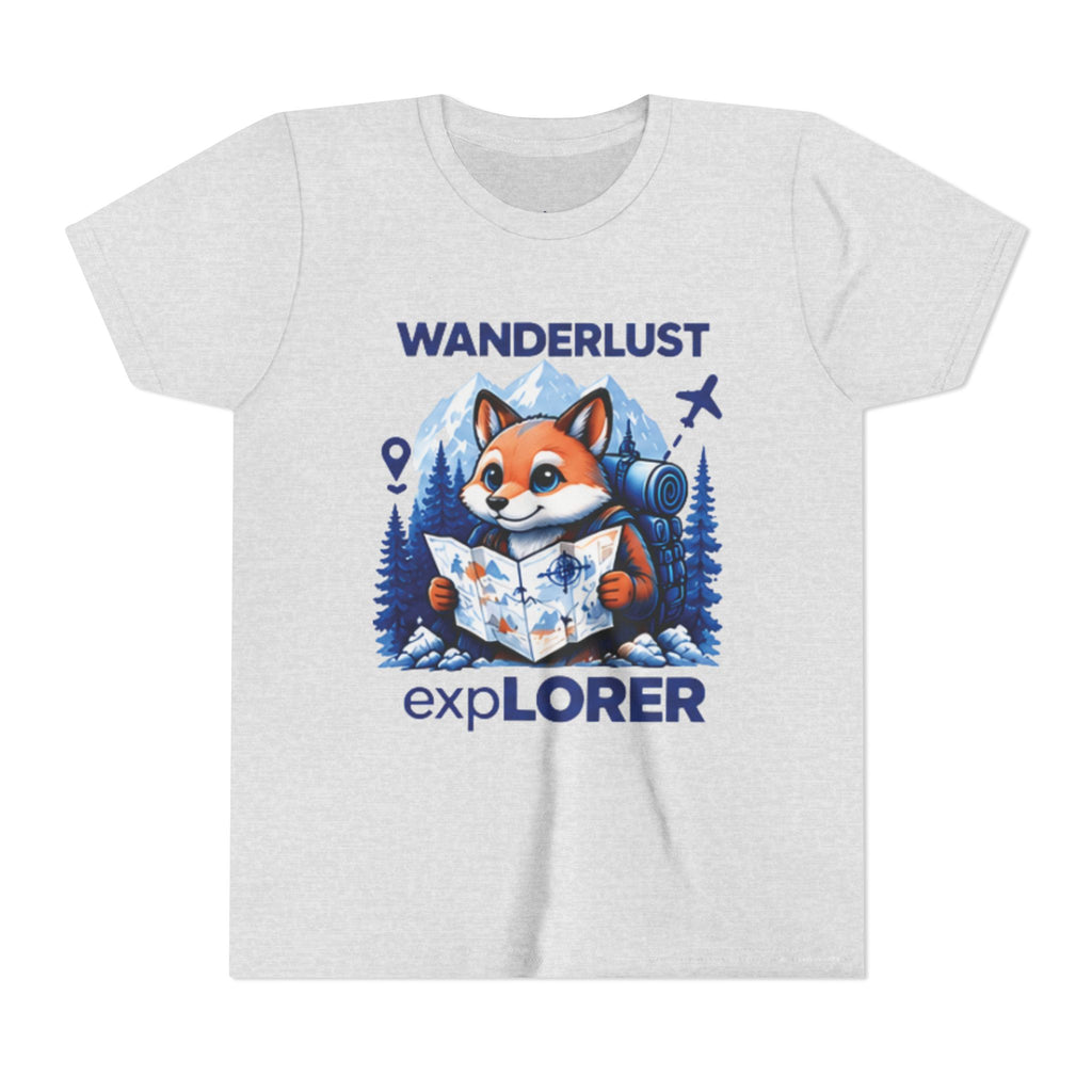 Youth Tee — Wanderlust Explorer Fox Map Travel Shirt