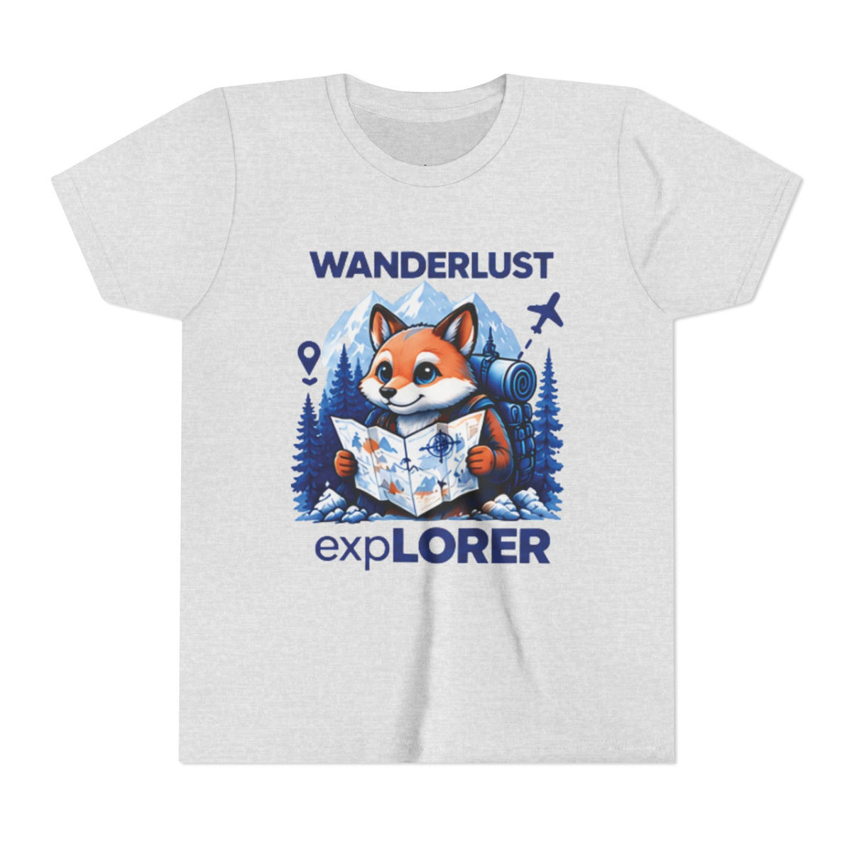 Youth Tee — Wanderlust Explorer Fox Map Travel Shirt