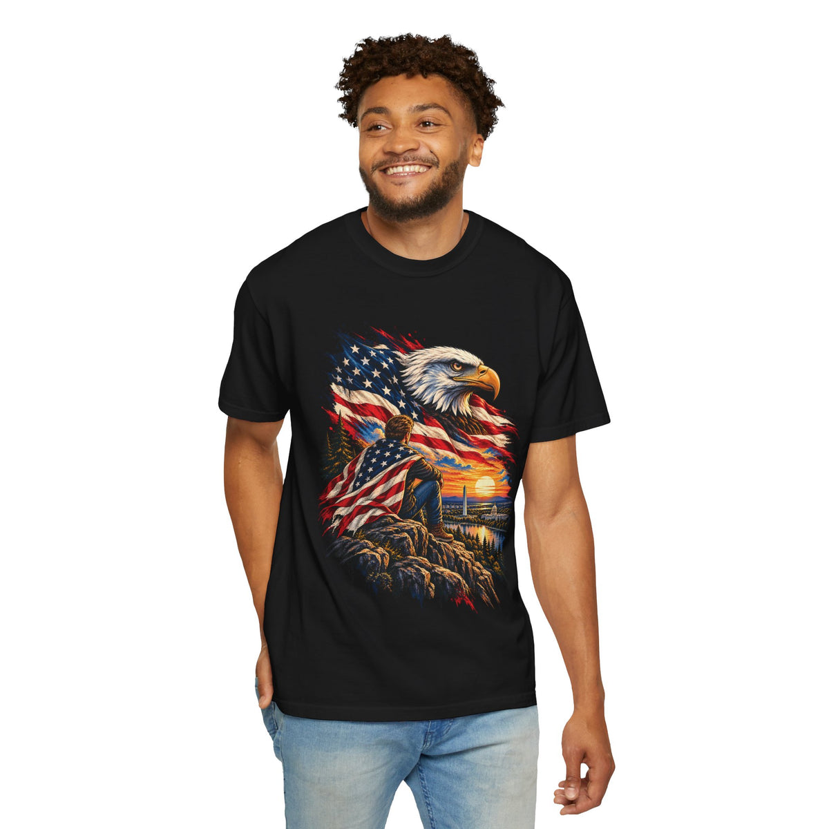 Patriotic Bald Eagle American Flag T-Shirt
