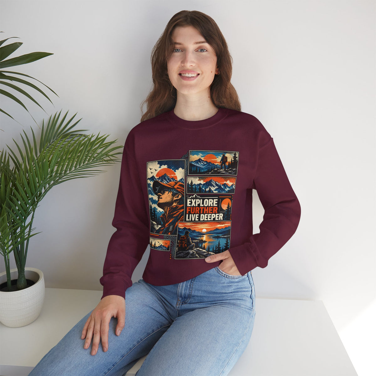 Explore Further Live Deeper Mountain Adventure Sweatshirt