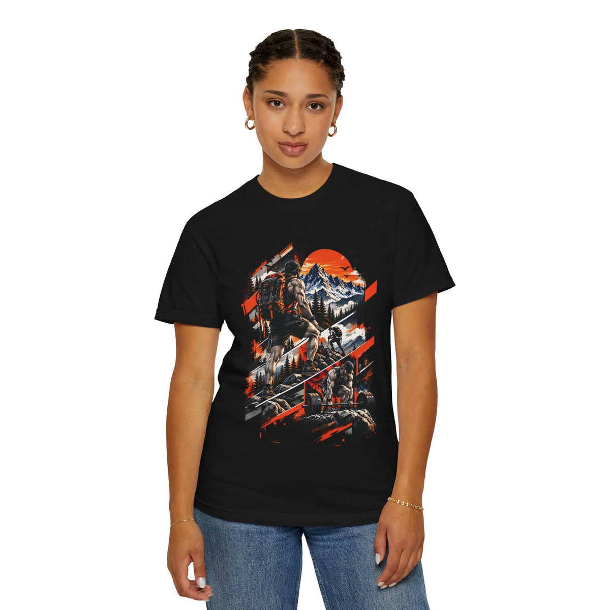 Samurai Warrior Mountain Sunset Graphic T-Shirt