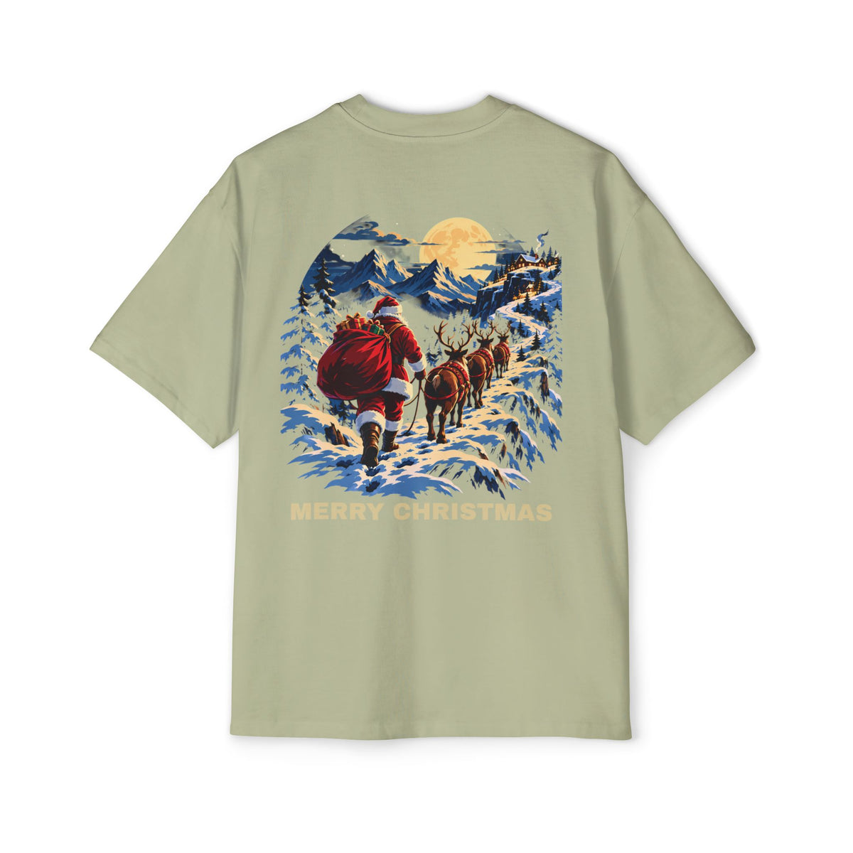 Christmas Santa Sleigh Tee — "Merry Christmas" Vintage Holiday Graphic Shirt