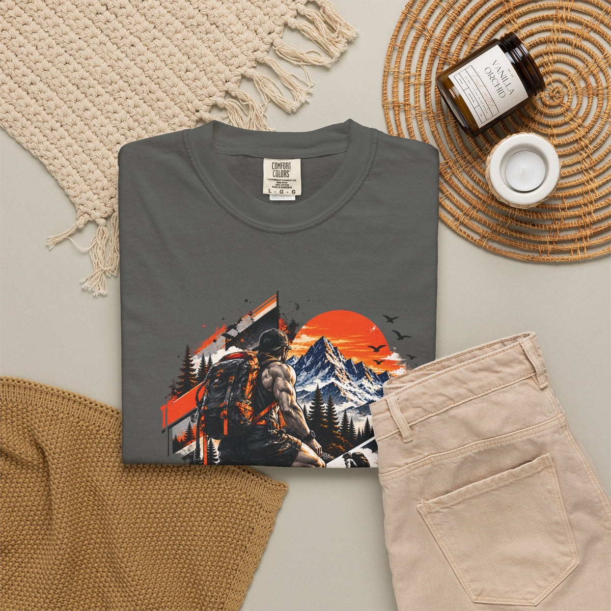 Samurai Warrior Mountain Sunset Graphic T-Shirt