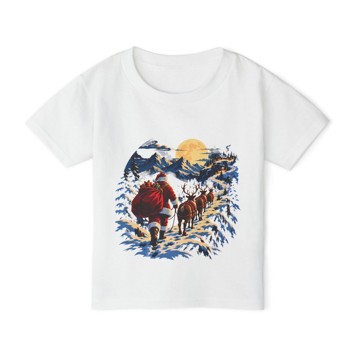 Toddler T-Shirt — Santa and Reindeer Winter Scene Holiday Tee