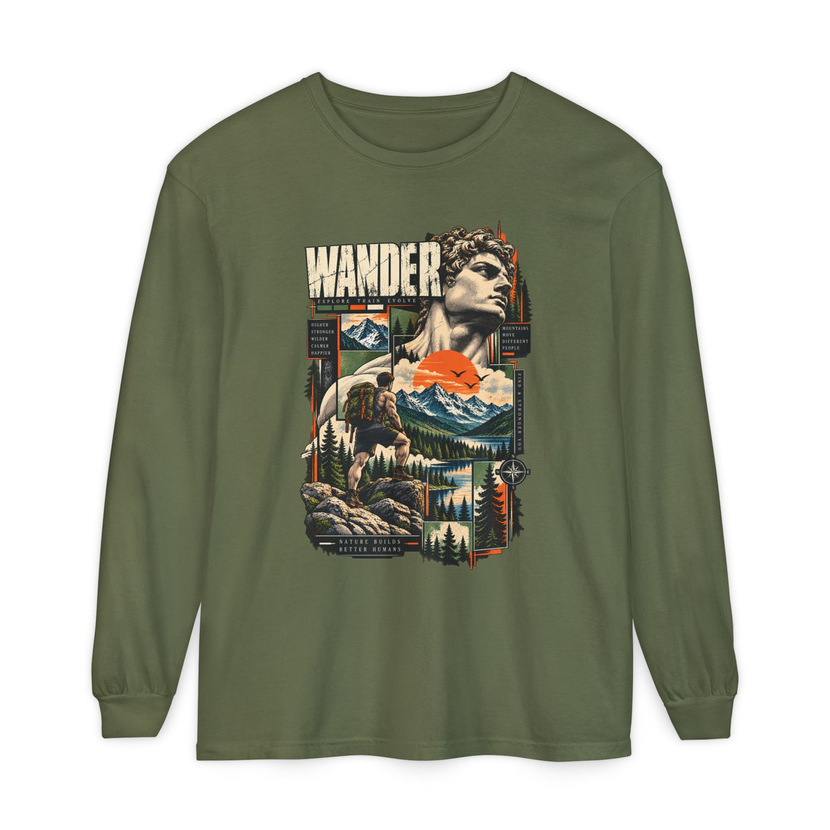 Wander Adventure Mountain Graphic Long Sleeve T-Shirt