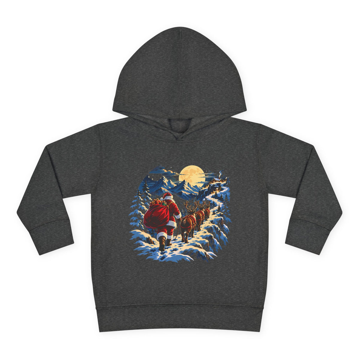 Toddler Hoodie - Santa Sleigh Winter Scene Pullover Christmas Special