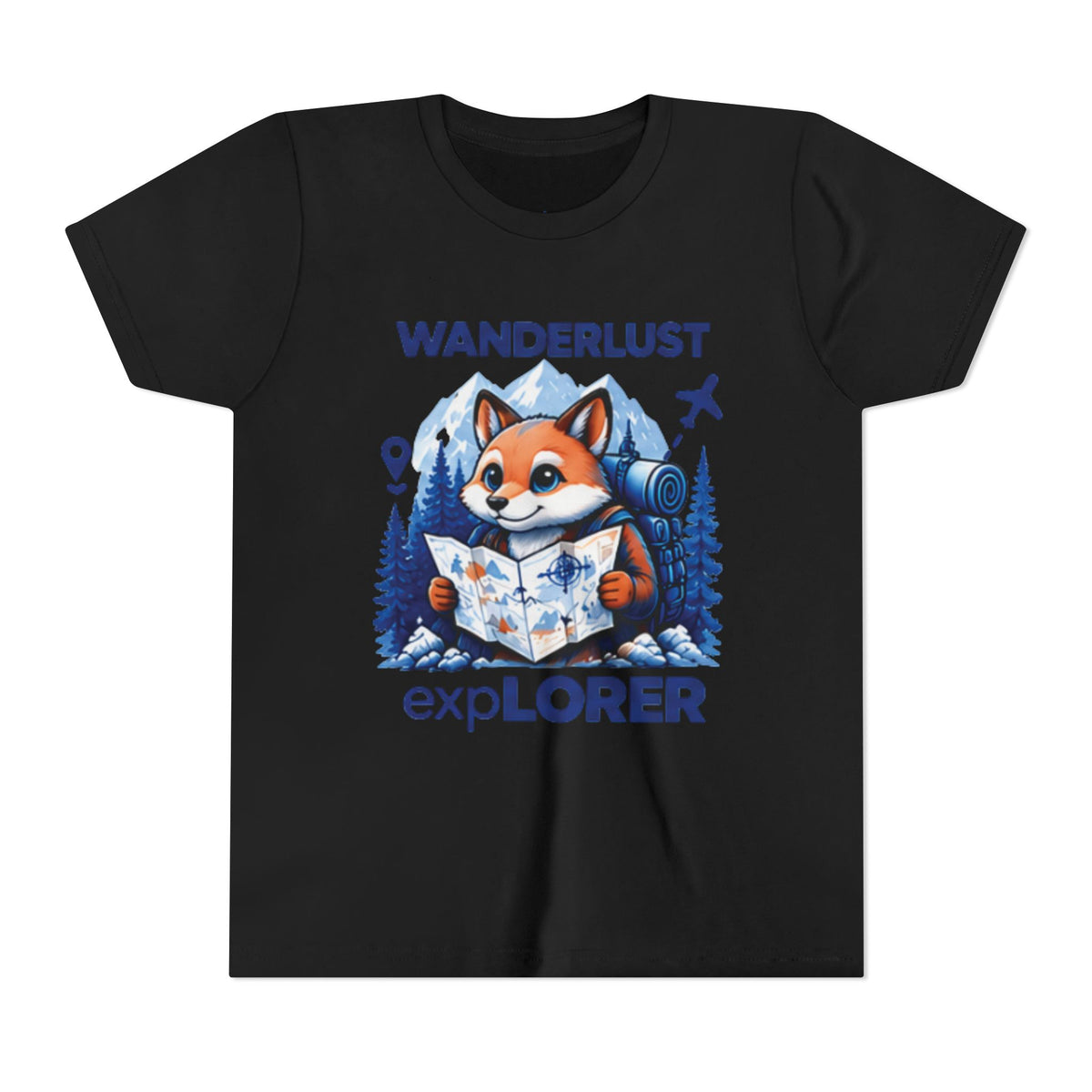 Youth Tee — Wanderlust Explorer Fox Map Travel Shirt
