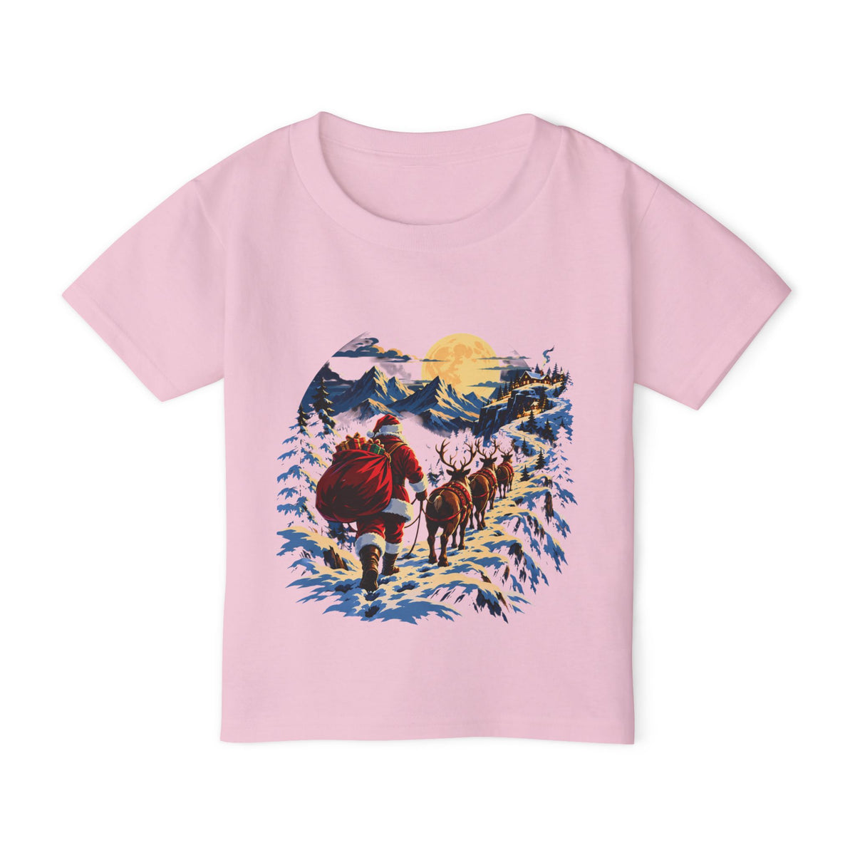 Toddler T-Shirt — Santa and Reindeer Winter Scene Holiday Tee