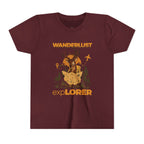 Wanderlust Explorer Youth Tee — Deer Map Adventure Kids T‑Shirt