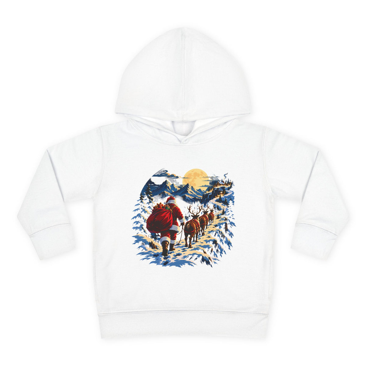 Toddler Hoodie - Santa Sleigh Winter Scene Pullover Christmas Special