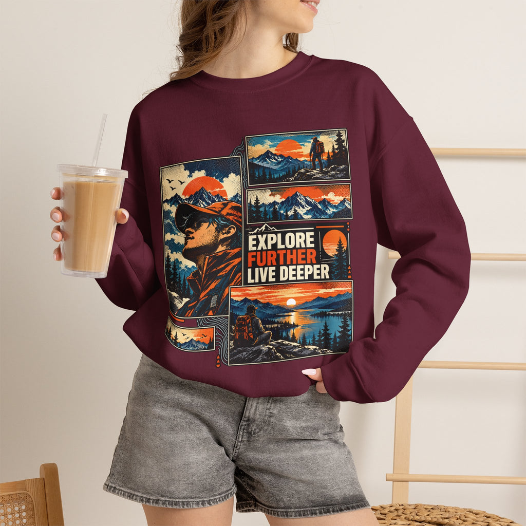 Explore Further Live Deeper Mountain Adventure Sweatshirt