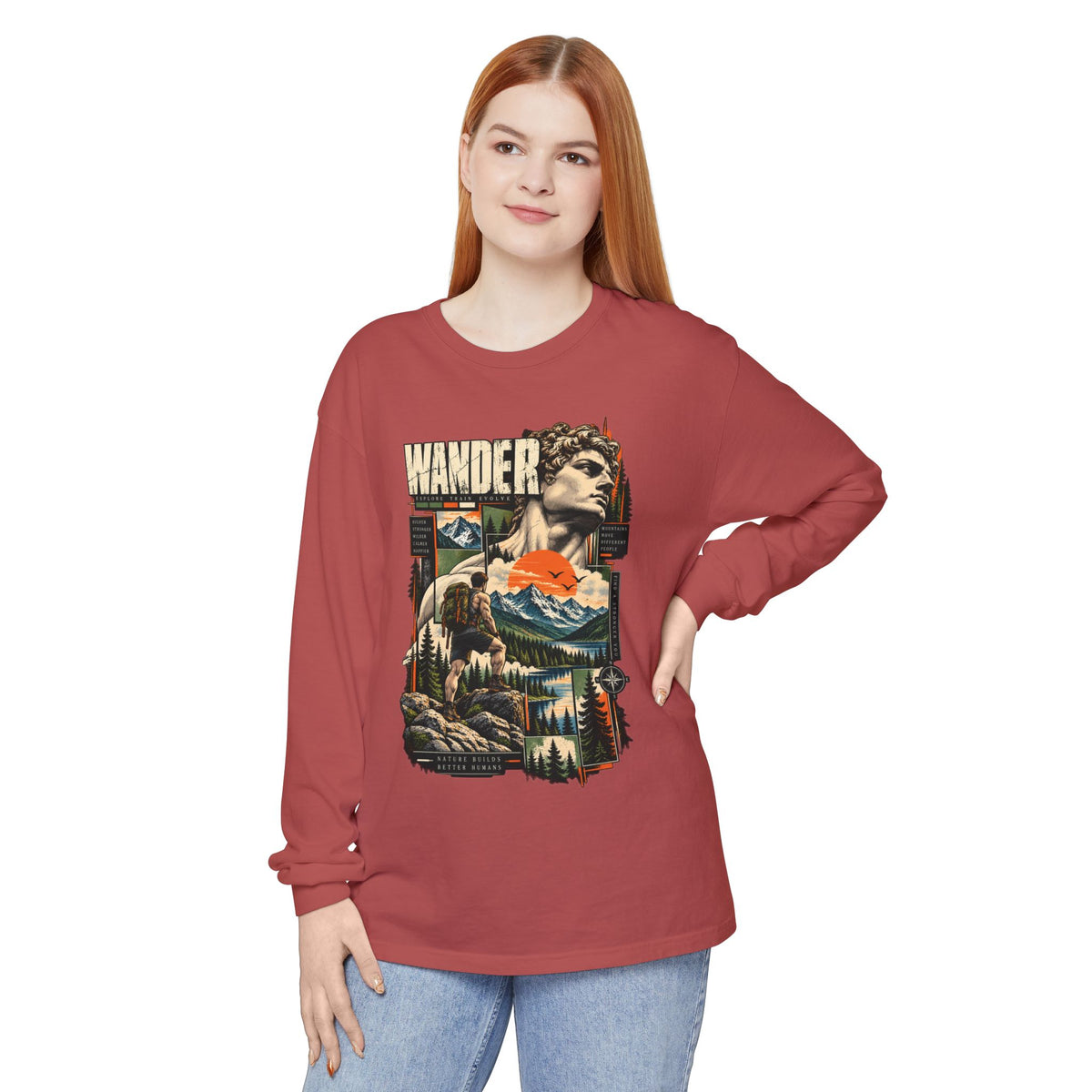 Wander Adventure Mountain Graphic Long Sleeve T-Shirt