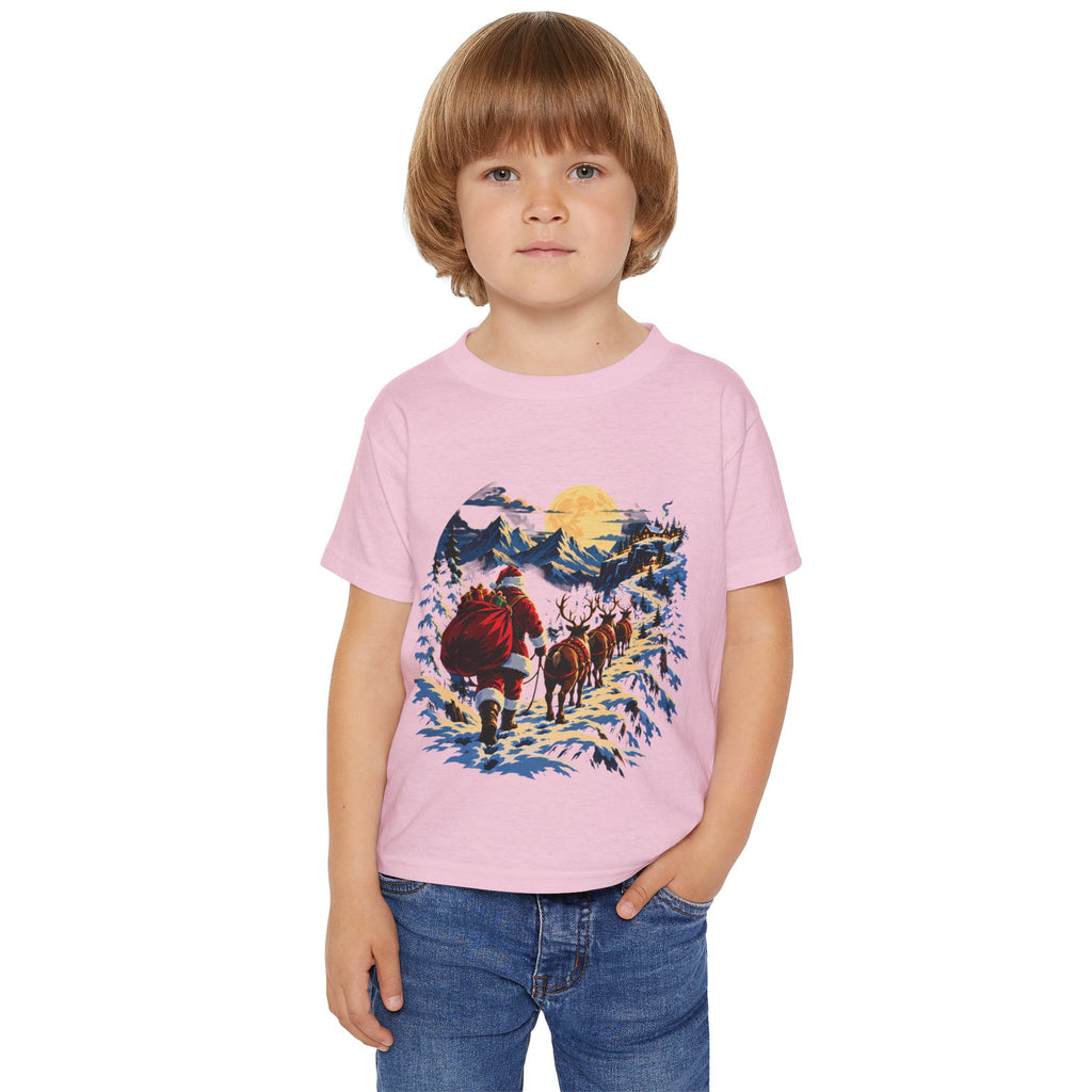 Toddler T-Shirt — Santa and Reindeer Winter Scene Holiday Tee