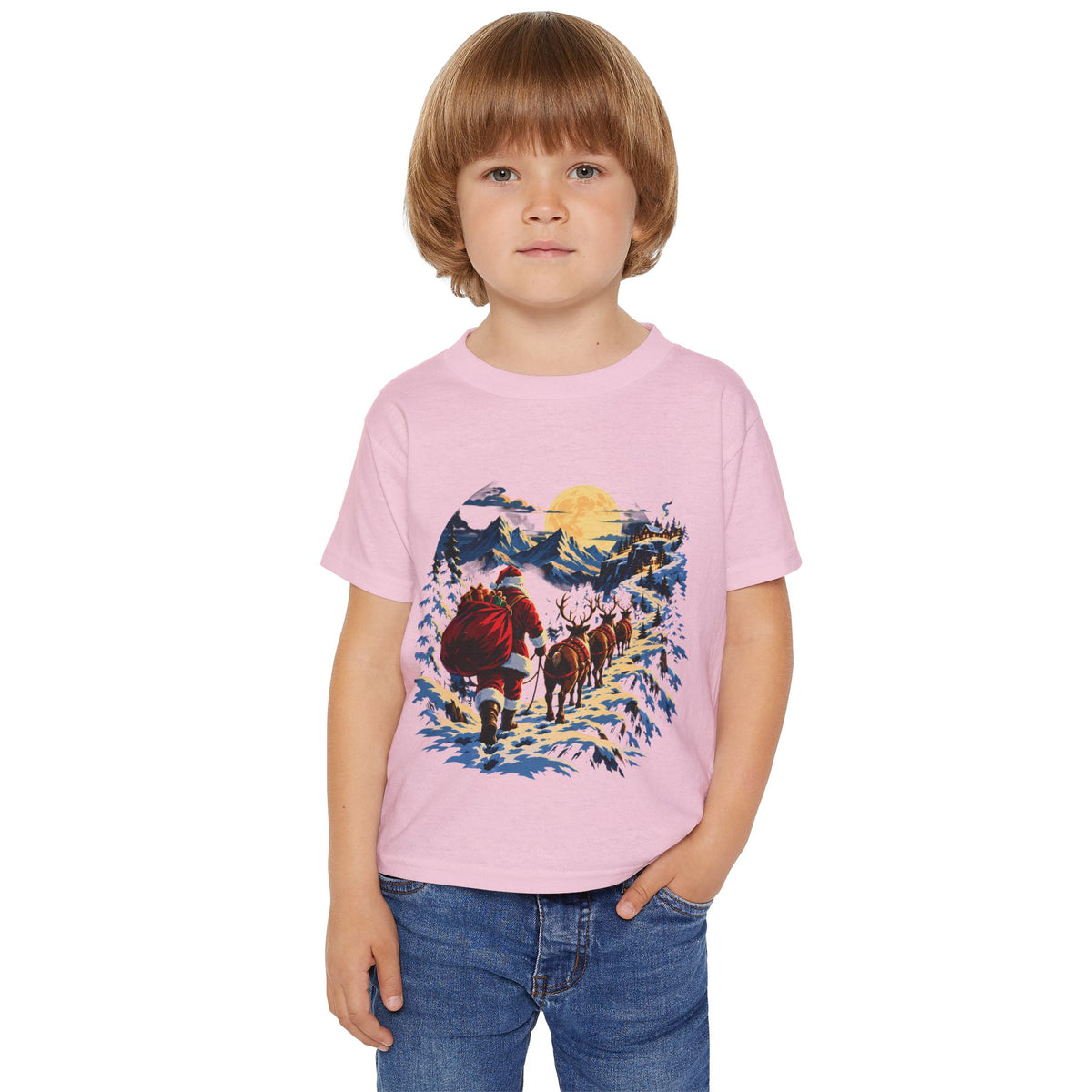 Toddler T-Shirt — Santa and Reindeer Winter Scene Holiday Tee