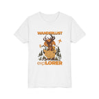 Wanderlust Explorer Youth Tee — Deer Map Adventure Kids T‑Shirt