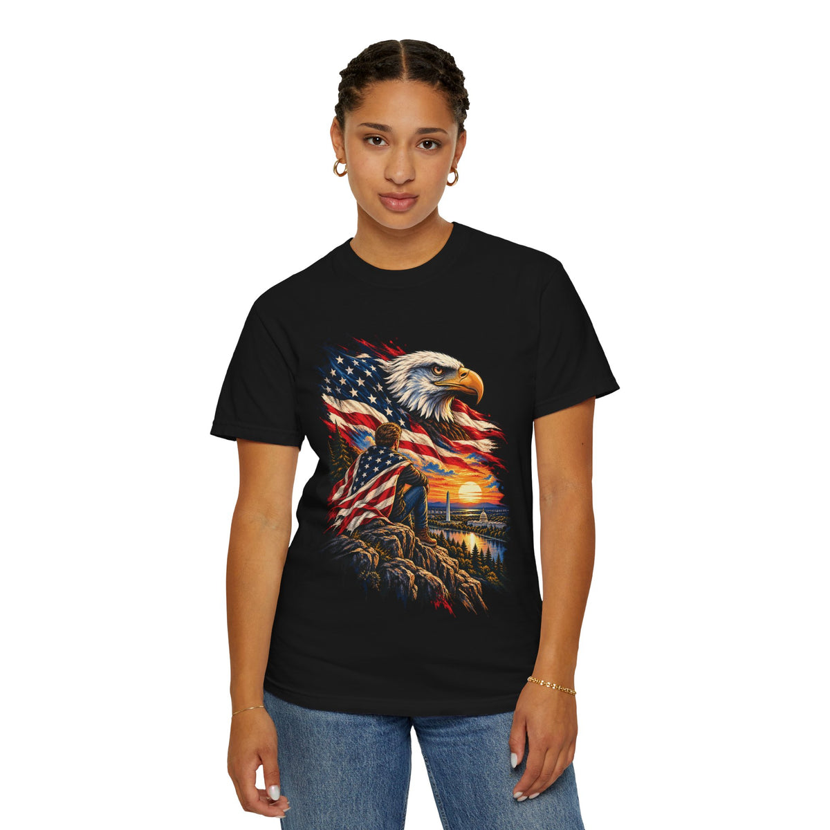 Patriotic Bald Eagle American Flag T-Shirt