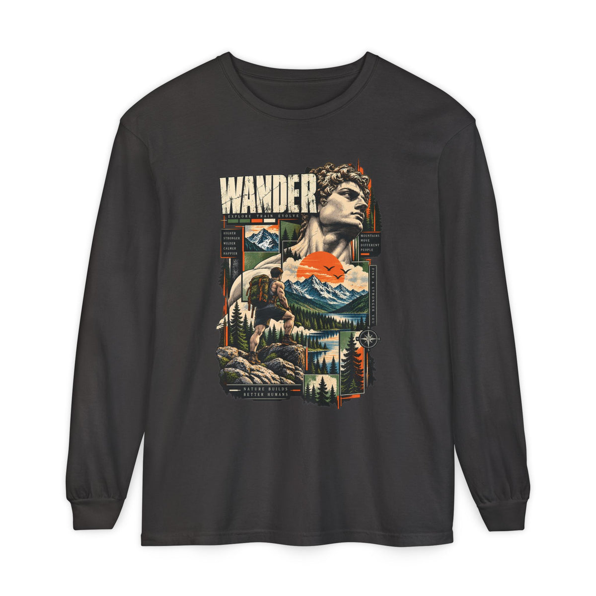 Wander Adventure Mountain Graphic Long Sleeve T-Shirt