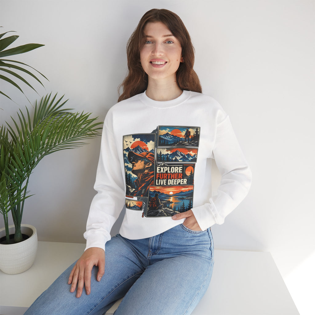 Explore Further Live Deeper Mountain Adventure Sweatshirt