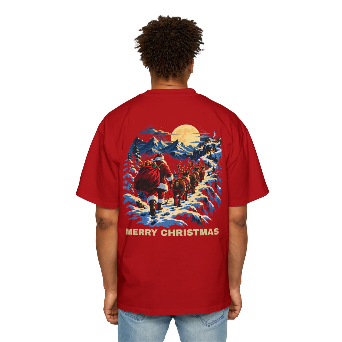 Christmas Santa Sleigh Tee — "Merry Christmas" Vintage Holiday Graphic Shirt