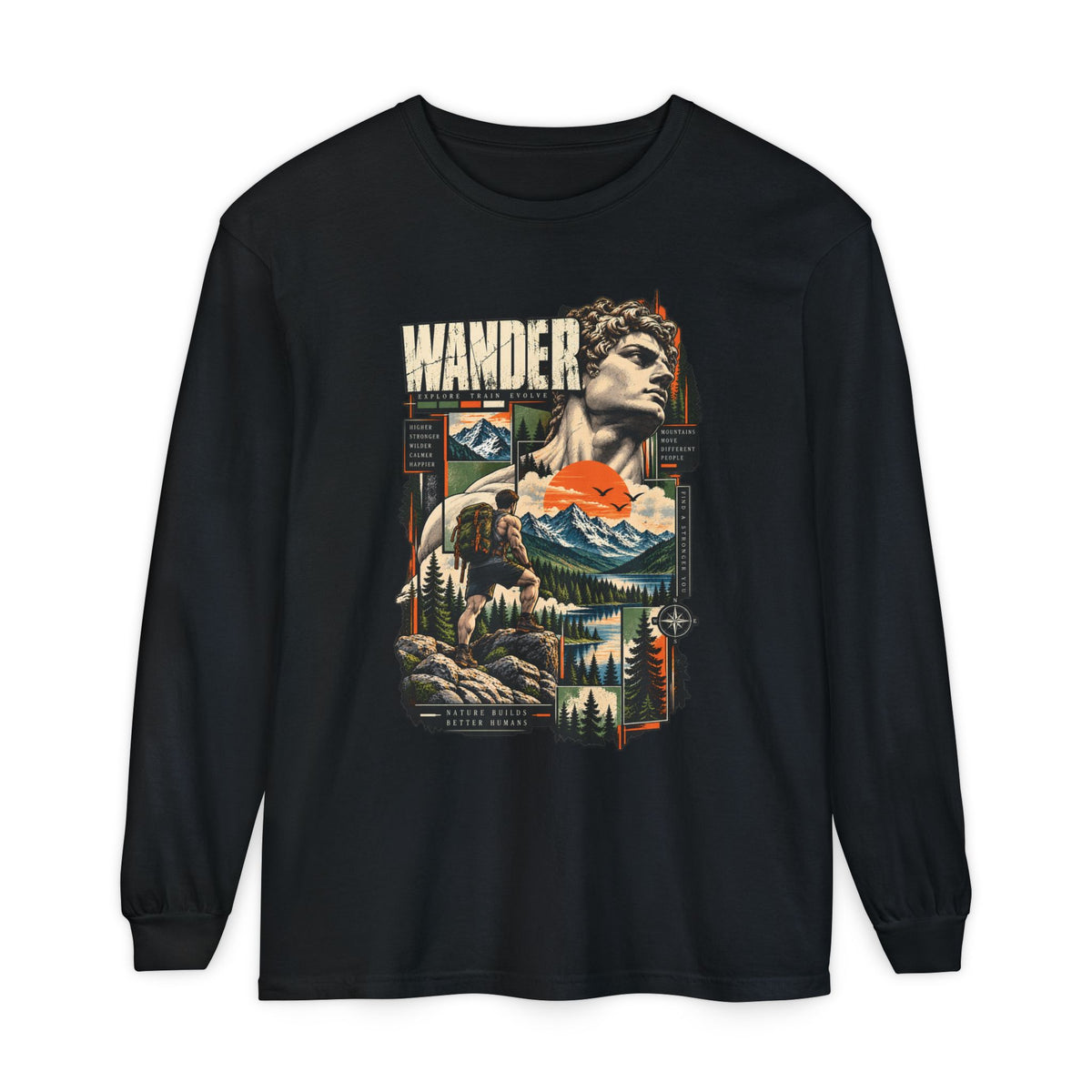 Wander Adventure Mountain Graphic Long Sleeve T-Shirt