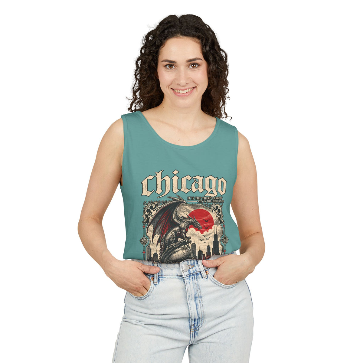 Chicago Gothic Skyline Graphic Tank Top