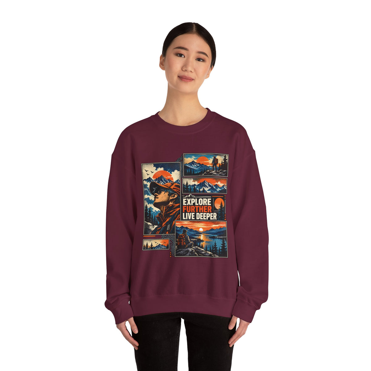 Explore Further Live Deeper Mountain Adventure Sweatshirt