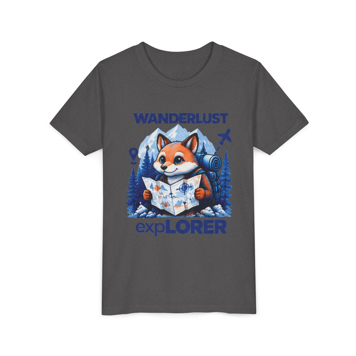 Youth Tee — Wanderlust Explorer Fox Map Travel Shirt