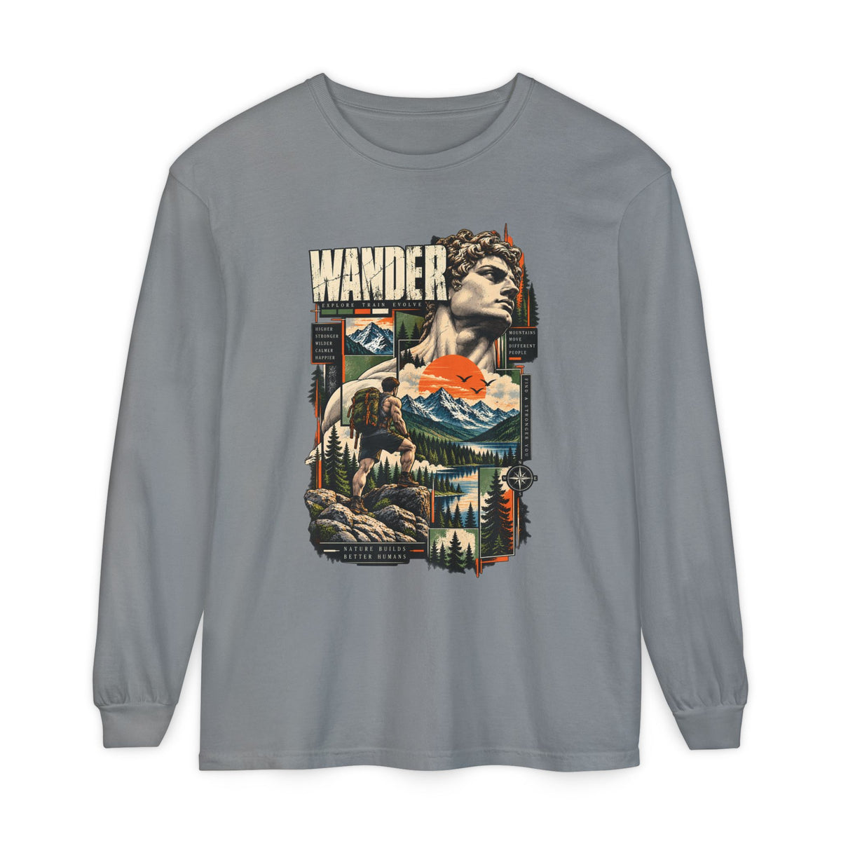 Wander Adventure Mountain Graphic Long Sleeve T-Shirt