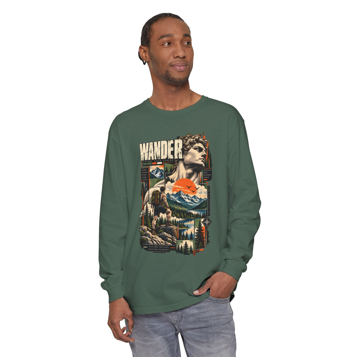 Wander Adventure Mountain Graphic Long Sleeve T-Shirt
