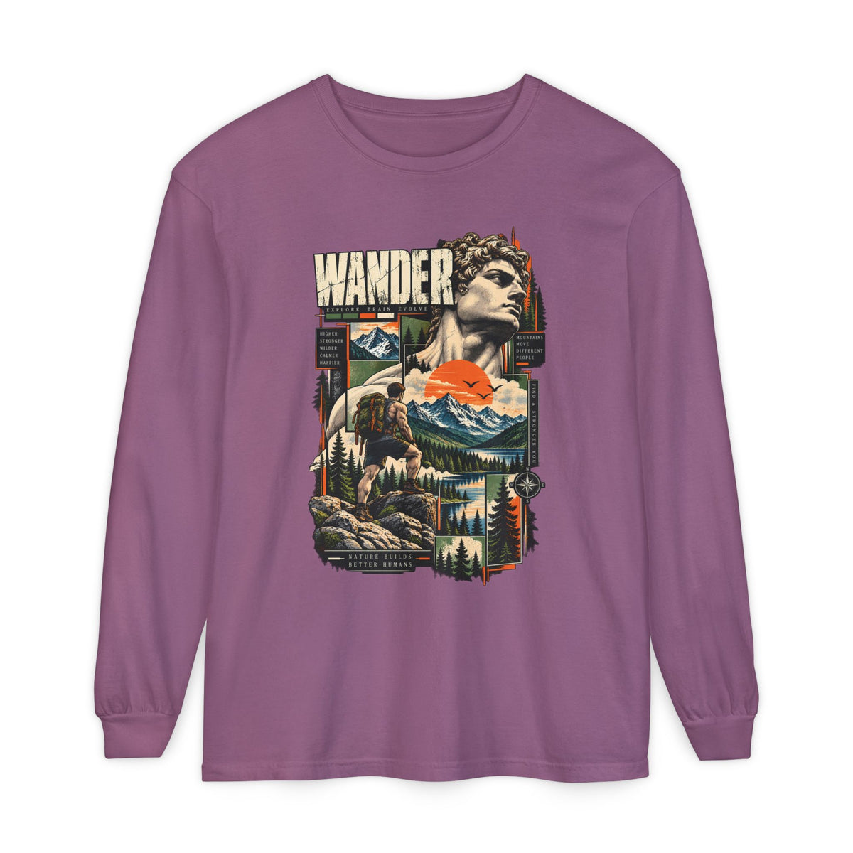 Wander Adventure Mountain Graphic Long Sleeve T-Shirt