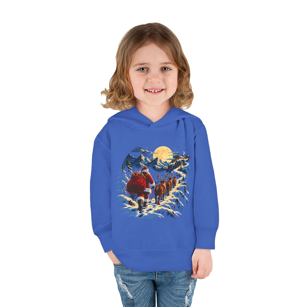 Toddler Hoodie - Santa Sleigh Winter Scene Pullover Christmas Special