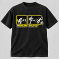 Wandro Problem Solved graphic printed on washed black unisex garment-dyed T-shirt